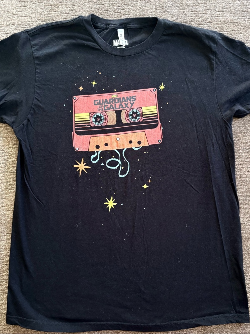Guardians of the Galaxy Vol. 1 T-Shirt - Men's large Black Marvel Cassette Tape